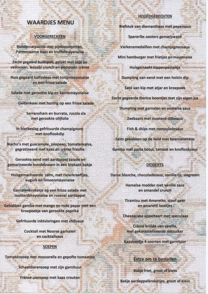 waardjes menu